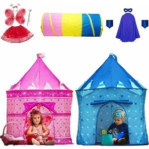 Playz 10-Piece Boys & Girls Dress Up Castle Play Castle with Crawl Tunnel